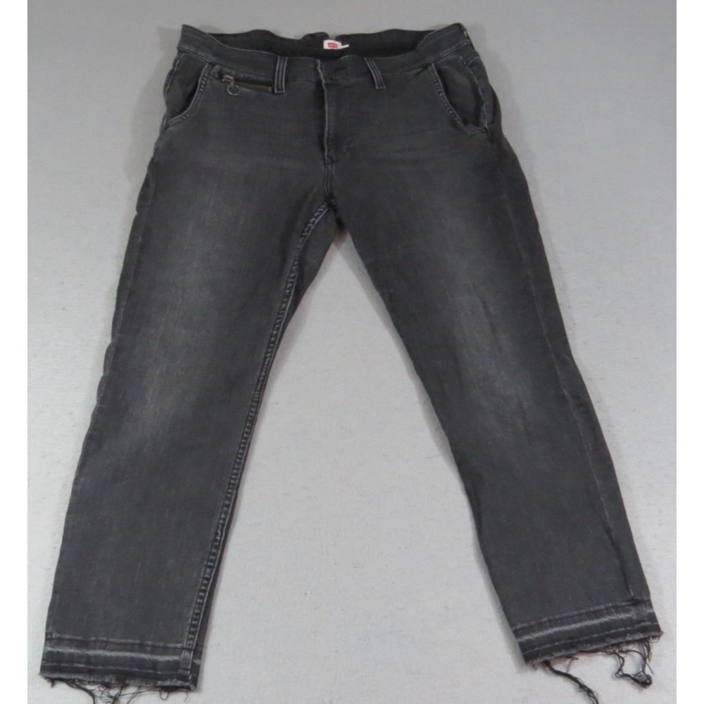 Levis 511 Slim Black Stretch Faded Street Jean Men W34 L25 Frayed Hem Distressed